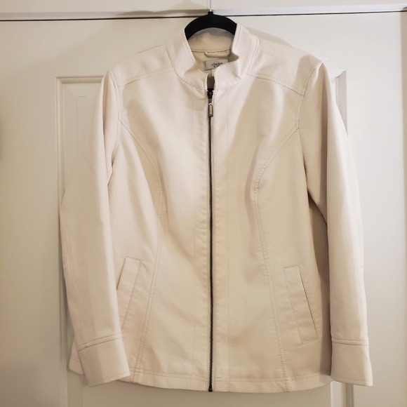 CJ Banks Jackets & Blazers - CJ Banks Faux White Leather Jacket Sz. 1X